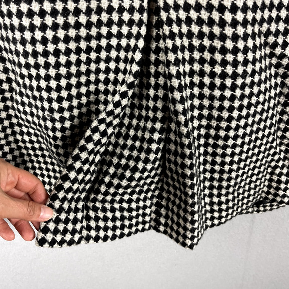 Talbots Houndstooth Wool Blend Coat Womens 12W Faux Fur Old Money Quiet Luxury - Picture 10 of 16